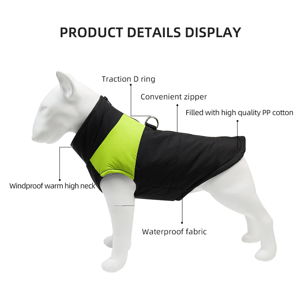 Pet Dog Jacket Warm Winter Clothes For Small Large Dogs Labrador Coat Windproof Waterproof Puppy Costume Vest With D-ring Pug