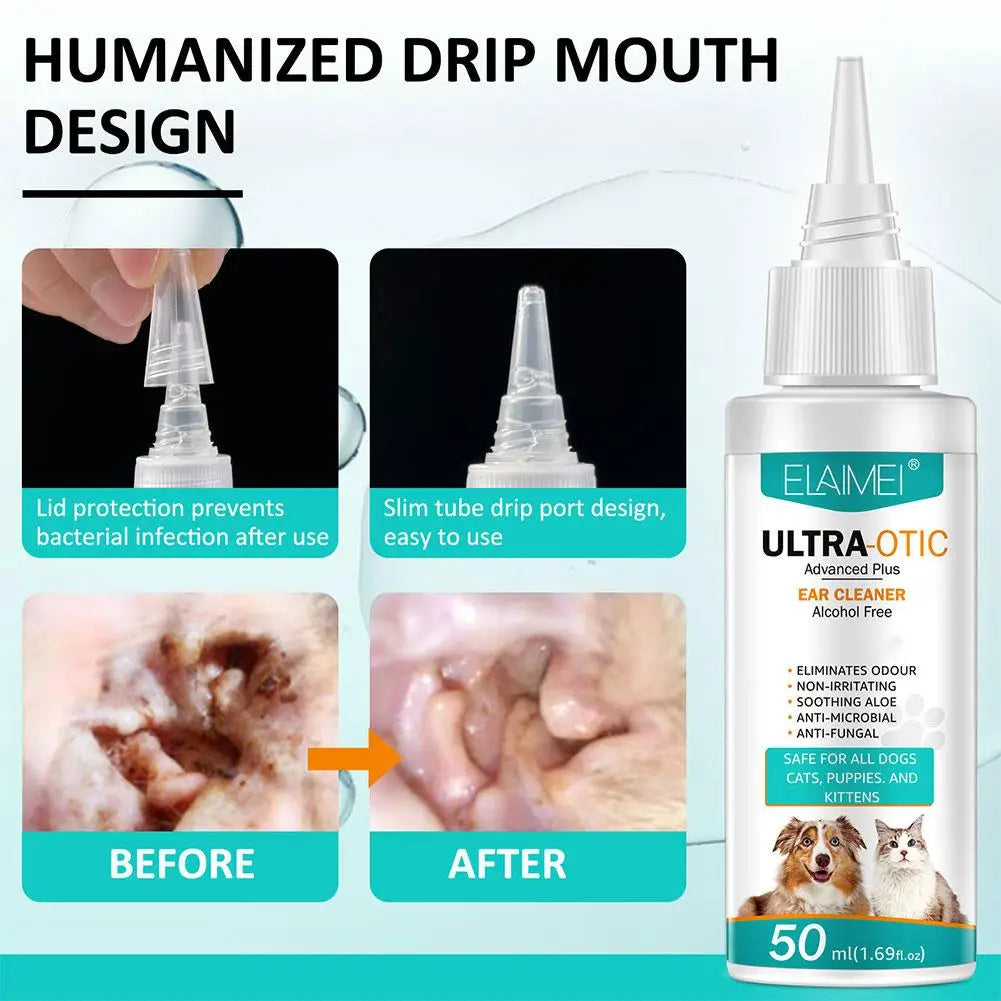 the EAR CLEANER - 50ML Pet Ear Mite Cleaner Earwax Odor Removal