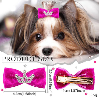 10PCS Glitter Dogs Bow Hairpin Puppy Crown Bow Clips for Dog Queen Cat Dog Hair Clip Dog Hair Accessories Pet Supplies