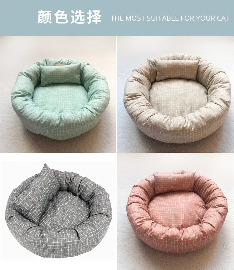 All Season Dog Cat Bed Washable Pet House Soft Warm Cushion for Small Medium Large Pets