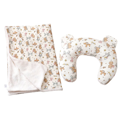 Cozy Dog Bed Pillow with Matching Blanket Reversible Plush Pillow  Blanket Combo Non-Slip Pet Mat for Crates, Floors, or Travel