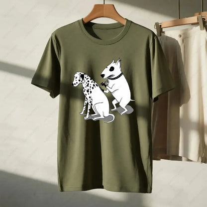 the SPOT STEALER - Funny Dalmatian Spot Tattoo Dog Shirt, Quirky Bull Terrier Tattoo Design Tee, Humorous Pet Lover Gift T-Shirt, Men/Women Summer Tops