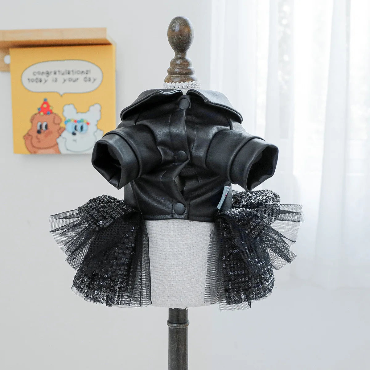 Luxury Brand Dog Clothes Puppy Princess Black Leather Waterproof  Autumn Winter Pet Outfit Girl Boy Coat XS XL Elegant Costumes