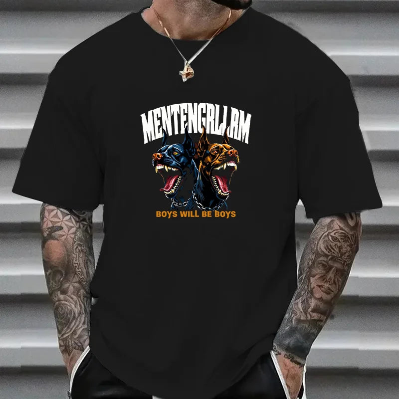 the BAD BOYS - Luxury Brand for Men's T-Shirt, Summer 100% Cotton High Quality Printed Dogs Short Sleeve T-Shirt, Street Fashion Top