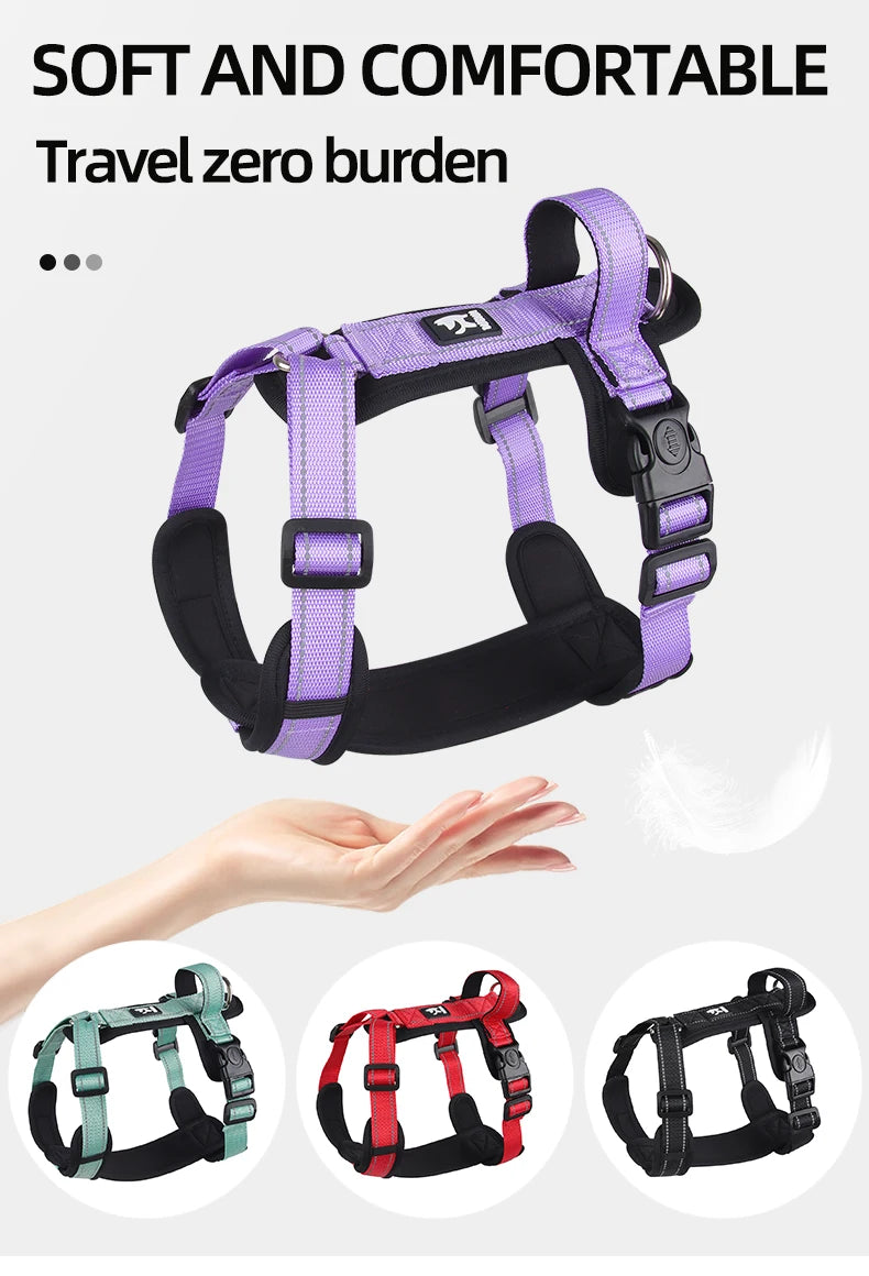 Anti-Escape Dog Harness with Handle Reflective Nylon Dog Harness Vest for Small Medium Dogs French Bulldog Walking Pet Supplies