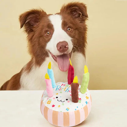 BOOTEELY Birthday Cake Pet Dog Soundmaking Interest Toys Bite Resistant Molar To Pass The Time Plush Gnaw Toys Birthday Gift