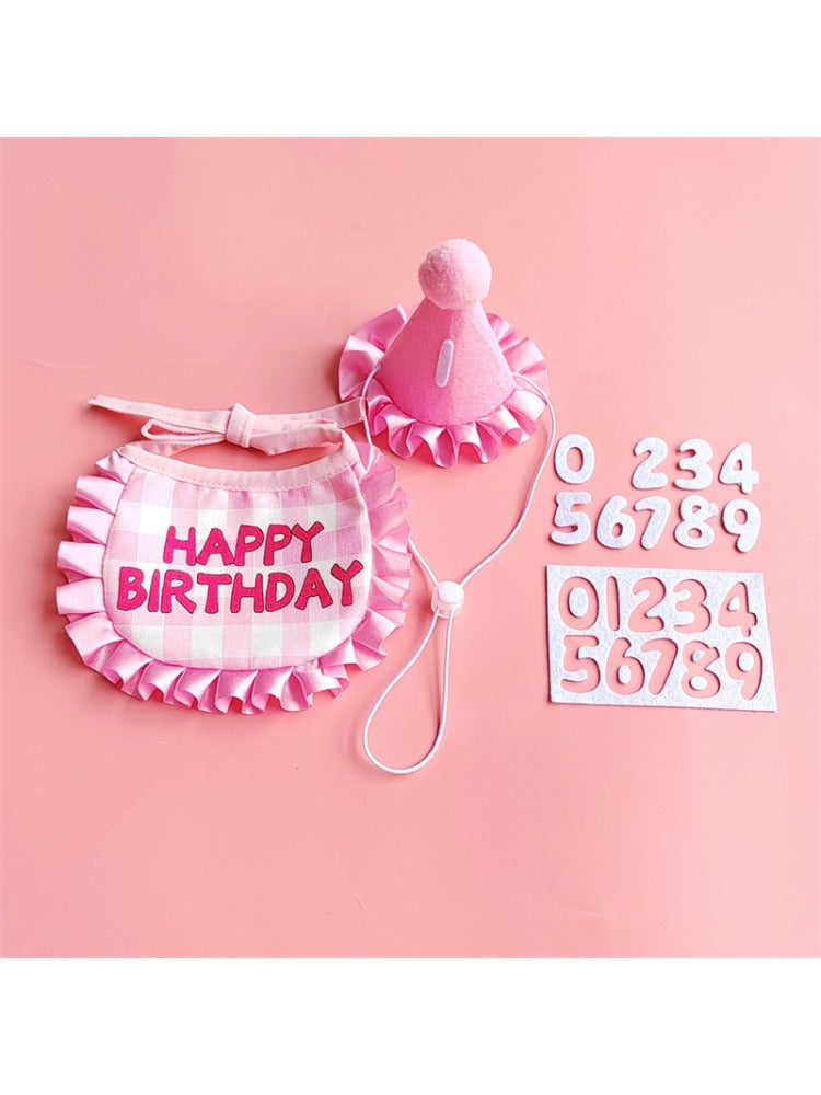 Dog Birthday Scarf Hat Set Cat Birthday Party Supplies Pet Scarf Puppy Birthday Lace Hat Scarf for Small Medium Dog Pet