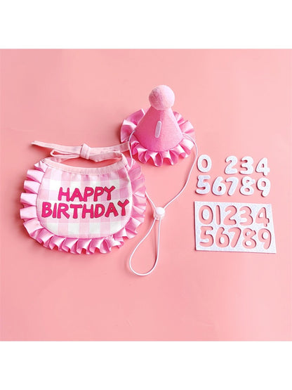 Dog Birthday Scarf Hat Set Cat Birthday Party Supplies Pet Scarf Puppy Birthday Lace Hat Scarf for Small Medium Dog Pet