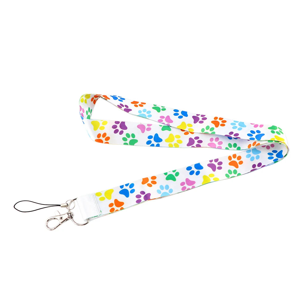 DZ1404 Dog Paw Print Lanyards for Key Neck Strap lanyard card ID Holder Gym Key Chain Key Badge Holder DIY Hang Rope Key Rings