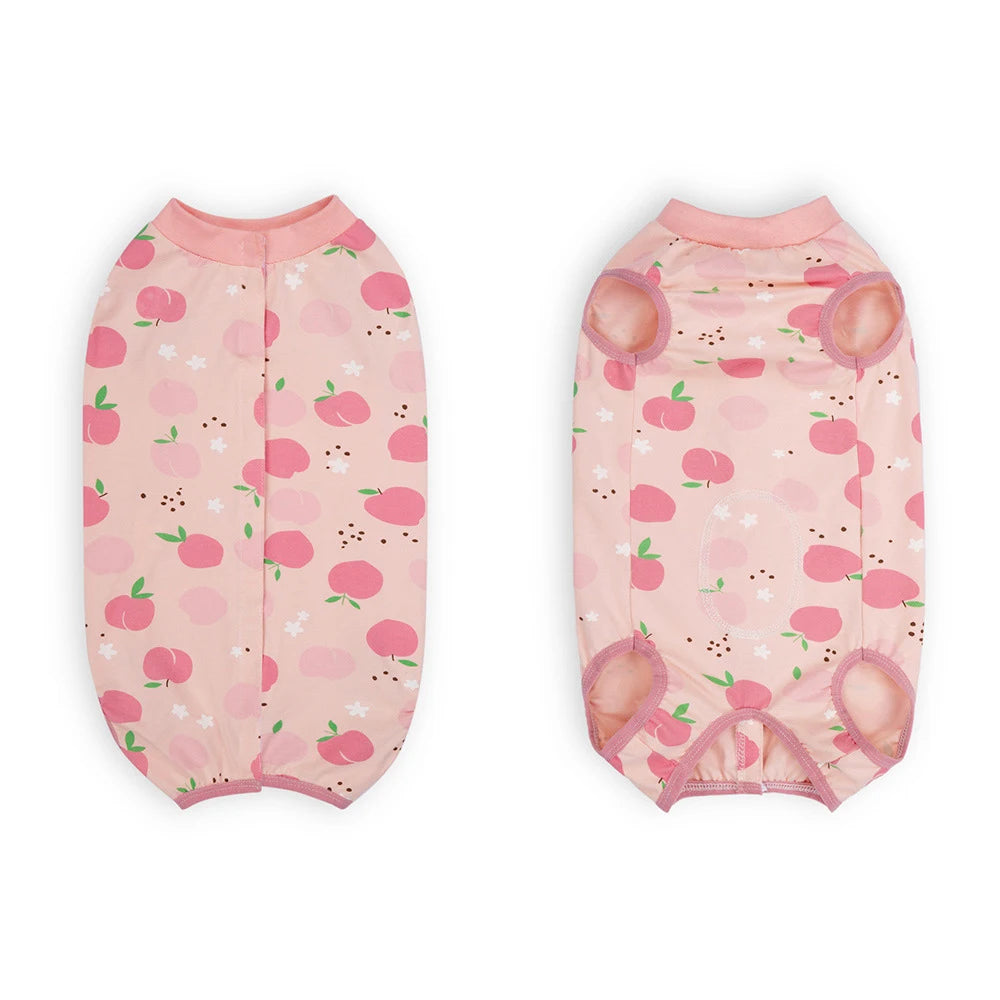 Large Dog Surgery Recovery Suit Cartoon Animal/Fruit Print Cotton Onesie Jumpsuit for Labrador Shiba Golden Retriever