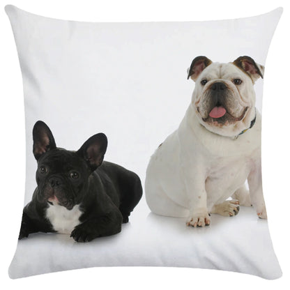 French Bulldog Dog Cushion Covers Dog Painting Pillowcase Decorative Pillow Covers Bedroom Sofa Home Decoration 45X45cm Car Seat
