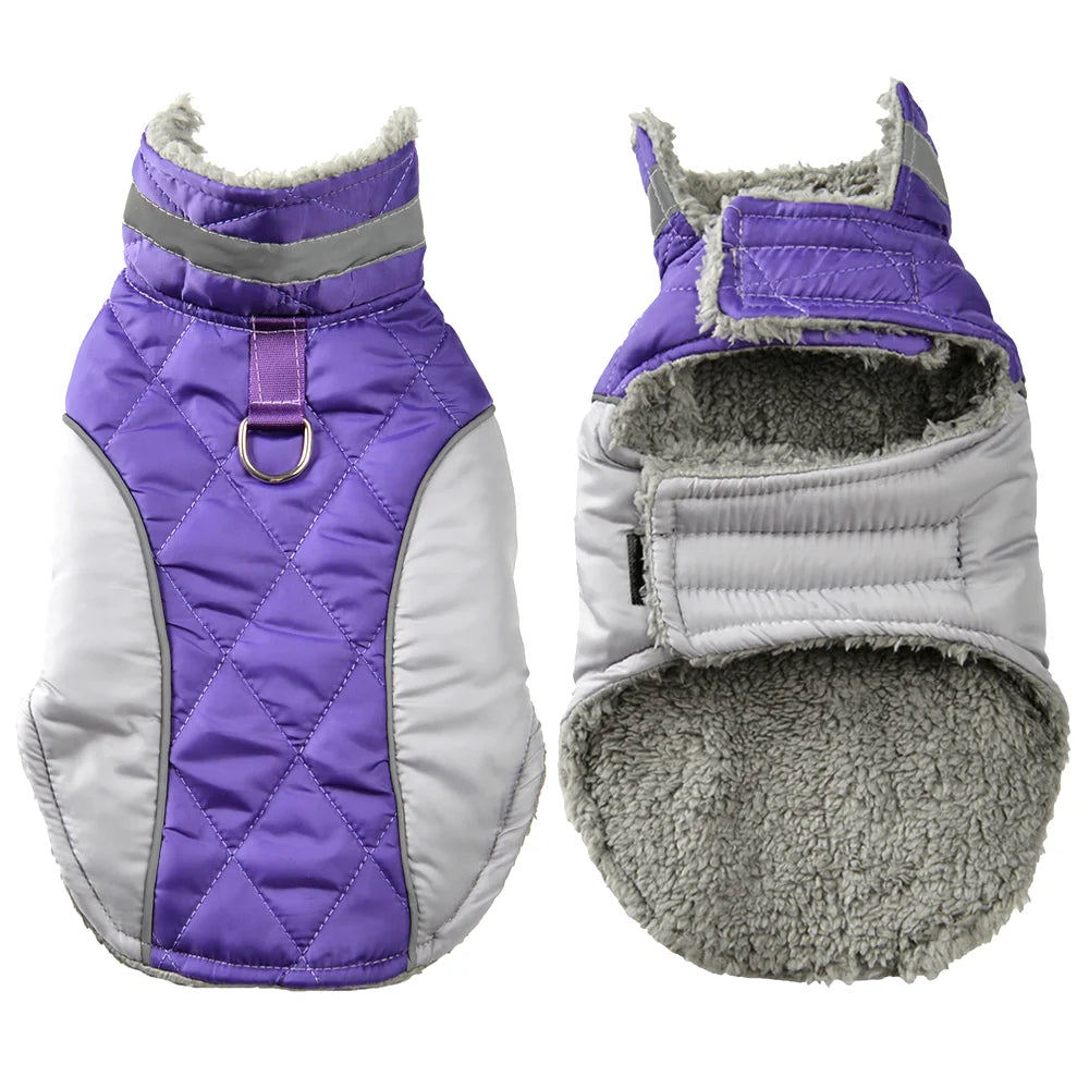 Reflective Pet Clothes For Small Large Dogs Warm Thicken Fleece Dog Vest Coat For Winter Plaid Puppy Parka With D-ring Labrador