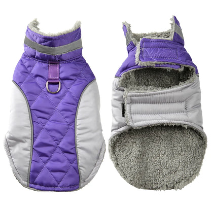 Reflective Pet Clothes For Small Large Dogs Warm Thicken Fleece Dog Vest Coat For Winter Plaid Puppy Parka With D-ring Labrador