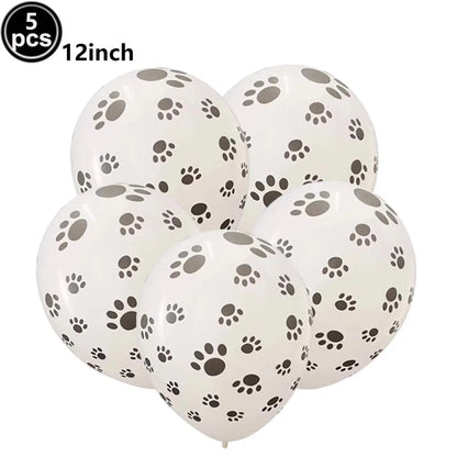 Dog Theme Party Decor Dog Paws Animals Pet Foil Balloons Number Standing Ballons  Baby Shower Kids Happy Birthday Banner Decor