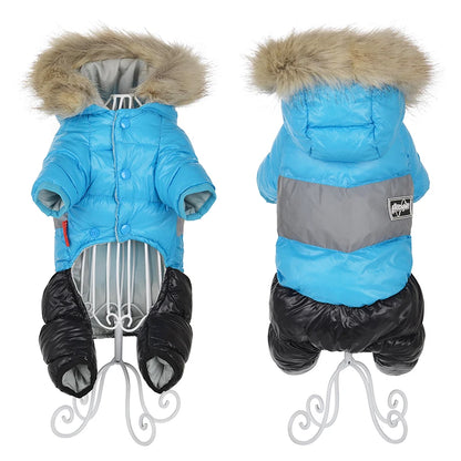 Winter Warm Dog Clothes For Small Dogs Chihuahua Waterproof Hooded Puppy Down Jacket French Bulldog Hoodies Jumpsuit Overalls