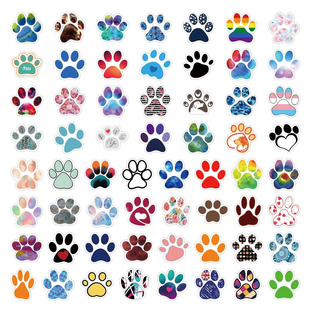 10/30/50pcs Cute Animal Pets Paw Stickers Aesthetic Waterproof Graffiti Water Bottle Skateboard Guitar Dog Cat Paw Sticker Packs