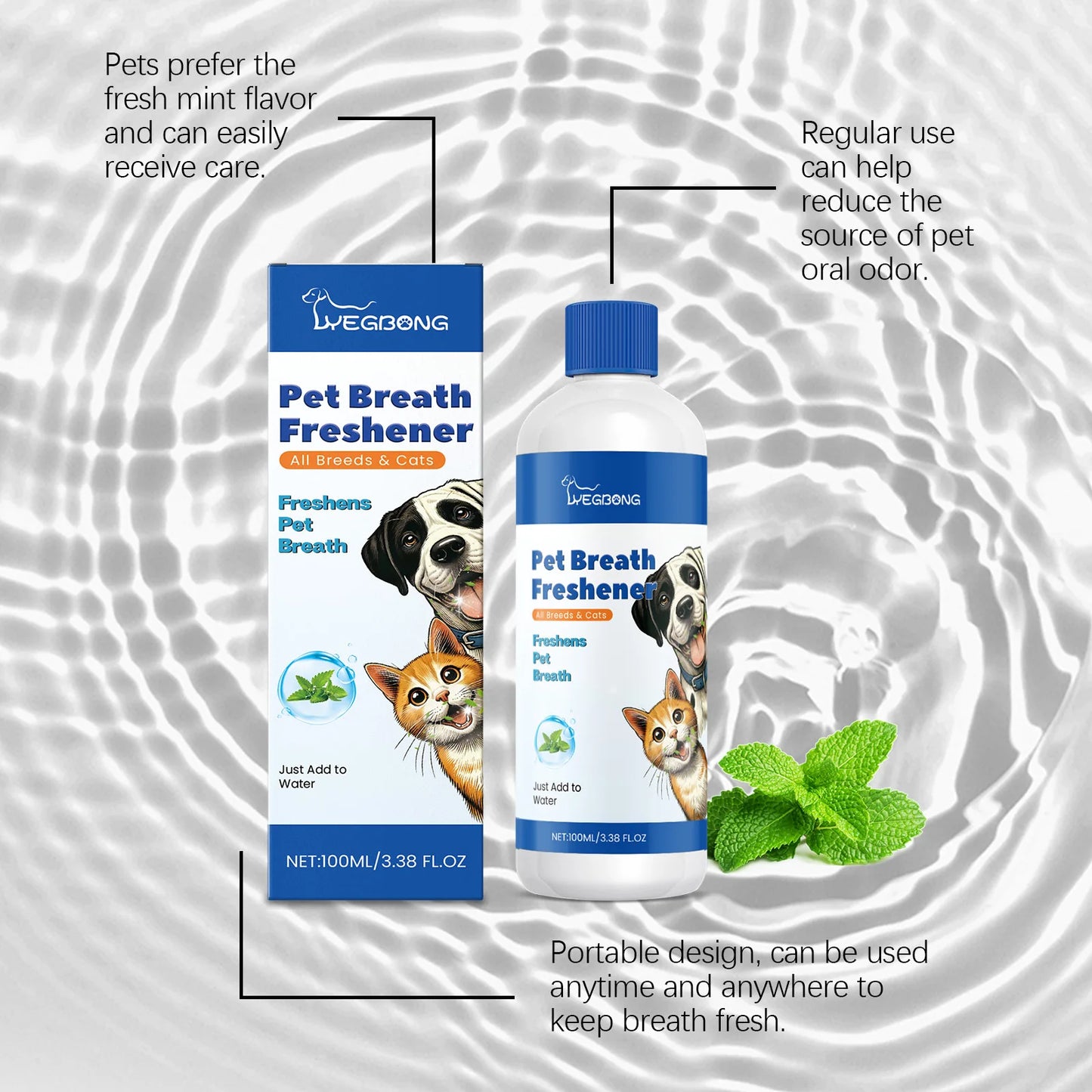 the BREATH FRESHER - Dog Mouth Cleaning Liquid, Tooth Stains Mouth Cleaning, Tartar Removal Bad Breath Freshens, Oral Deodorant Pet Teeth Cleaner Water