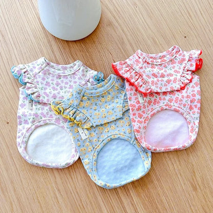 Luxury Dog Clothes Floral Print Dog Vest T-shirt for Chihuahua Bulldog Clothing Spring Lovely Puppy Cat Vest Summer Pet Costume