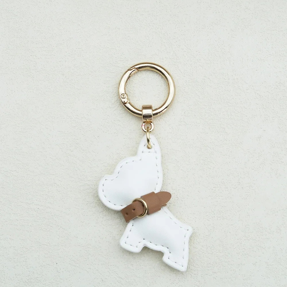 Kawaii Cute Chubby Leather Keychain French Bulldog Charm Dog Dolls Bag Hanging Exquisite Dog Pendant Friend