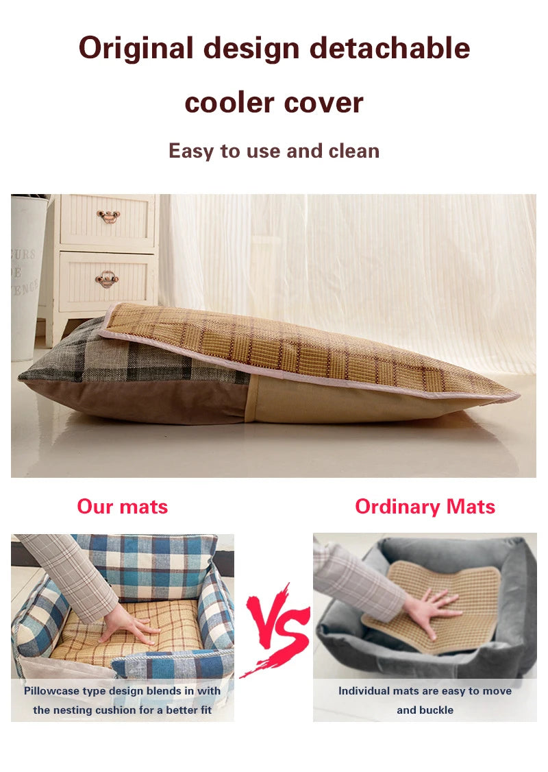 Cat Bed Sofa Winter Warm Removable Summer Cooler Mat Foam Neck Pad Nest Beds Pet Deep Sleeping for Small Medium Dogs Puppy