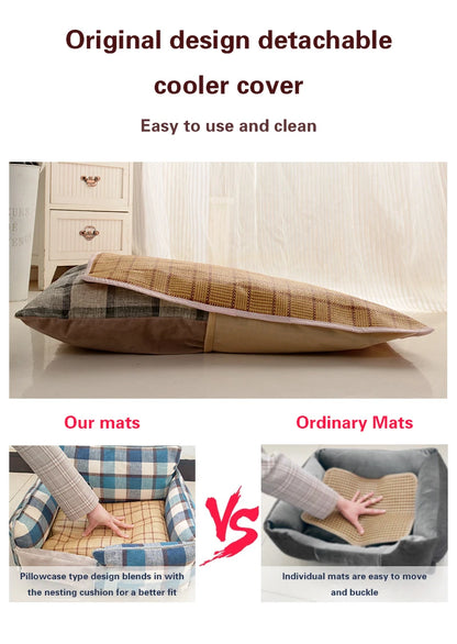Cat Bed Sofa Winter Warm Removable Summer Cooler Mat Foam Neck Pad Nest Beds Pet Deep Sleeping for Small Medium Dogs Puppy