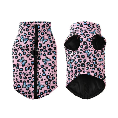 Pet Dog Coat For Small Medium Dogs Cats Winter Warm Fleece Puppy Clothing Print Jacket With D-ring Schnauzer Bulldog Pug Costume