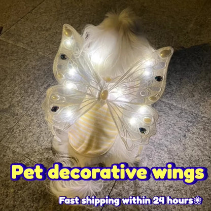 Dog wings glowing butterfly back decoration puppy summer clothes chest back decoration small dog Pomeranian Teddy Bigbear