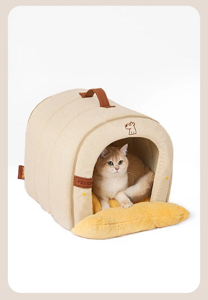 HOOPET Enclosed Dog Bed for Anxiety, Self Warming Calming Pet Tent with Removable Plush Mat, Washable Large Indoor House