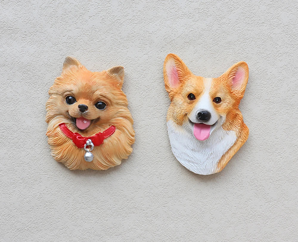 3D pet dog resin magnetic refrigerator sticker simulation corgi,Yorkshire,Golden Retriever,Magnetic sticker home decoration
