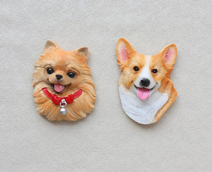 3D pet dog resin magnetic refrigerator sticker simulation corgi,Yorkshire,Golden Retriever,Magnetic sticker home decoration