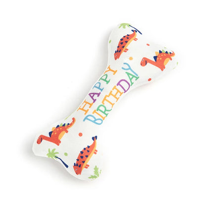 the BIRTHDAY BONE - Dog Toys, Bone Bite Resistant Interactive Toys, Relieve Emotions Squeaking Sound Plush Chew, Vocalize Toys - Birthday Gift