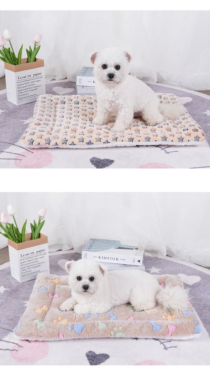 Dogs Bed Flannel Thickened Blanket Cushion Washable Dog Puppy Bed Accessories Medium Pet Large Basket Small Mat Warm Sofa Kennel