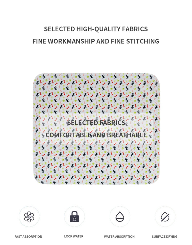 Waterproof Dog Pet Diaper Mat Reusable 3 Layer Absorbent Dog Bed Cat Diaper Pad Bone Paw Print Seat Cover Mat for Sofa Bed Floor