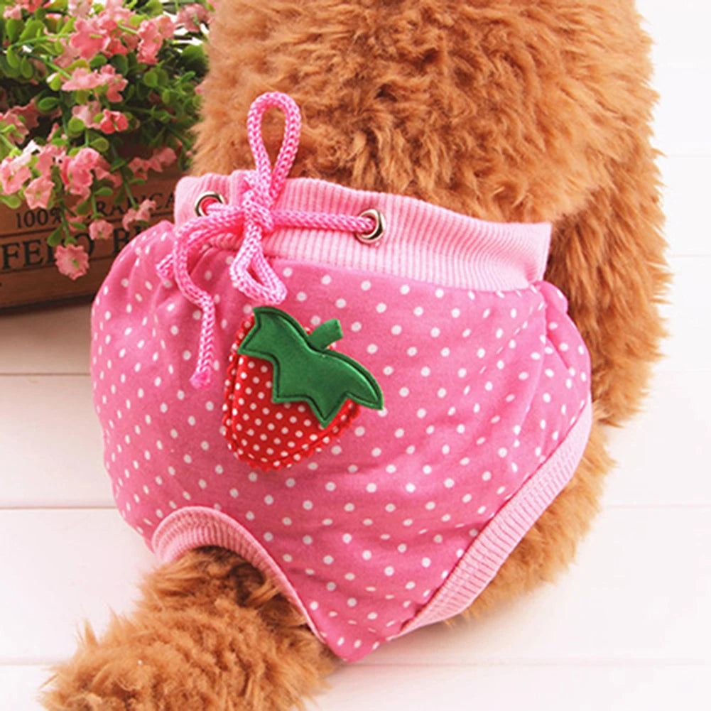 Pet Dog Diaper Cute Fruit Print Dog Shorts Puppy Sanitary Physiological Pants Washable Female Dog Panties Underwear Briefs