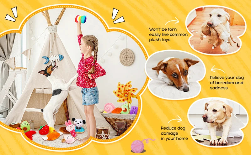 50PCS/Pack Dog Squeaky Toys Bulk, Plush Dog Toys for Small Medium Dog, Cute Stuffed Pets Squeaky Toys Dog Puppy Birthday