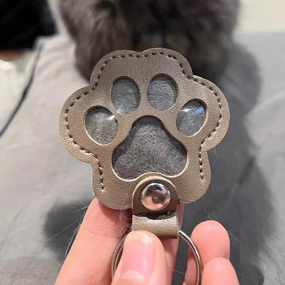 Pet Hair Memorial Keychain PU Leather Keepsake Locket for Cat Dog Fur Collection Memorial Keyring Gifts Decoration Accessories