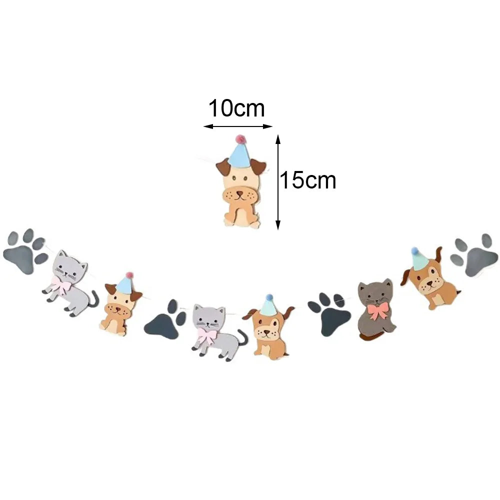 Dog Puppy Theme Party Tableware Color Paw Print Paper Cups Plates Banner 1st-3th Dog Birthday Party Baby Shower Decor