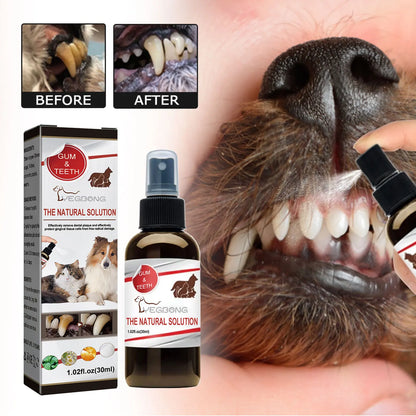 the NATURAL SOLUTION - Pet Tooth Cleaning Spray, Dogs Remove Bad Breath Freshener, Dogs/Cats Oral Cleaning Dental Care Deodorization Spray, Pet Supplies 30ml
