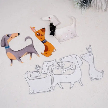 Three little dogs Metal Cutting Dies Scrapbooking Stencil Die Cuts Card Making DIY Decorative Craft Embossing Dies