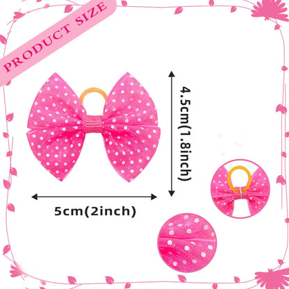 12PCS Lace Dogs Hair Bows With Dotted Dog Hair Rubber Bands Colorful Grooming Dog Hair Bowknot For Puppy Pet Products Pet Items