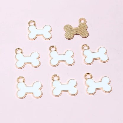 20pcs 12x13mm Enamel Bone Charms Pendant Small Cute DIY Jewelry Making Accessories for Bracelet Earrings Keychains