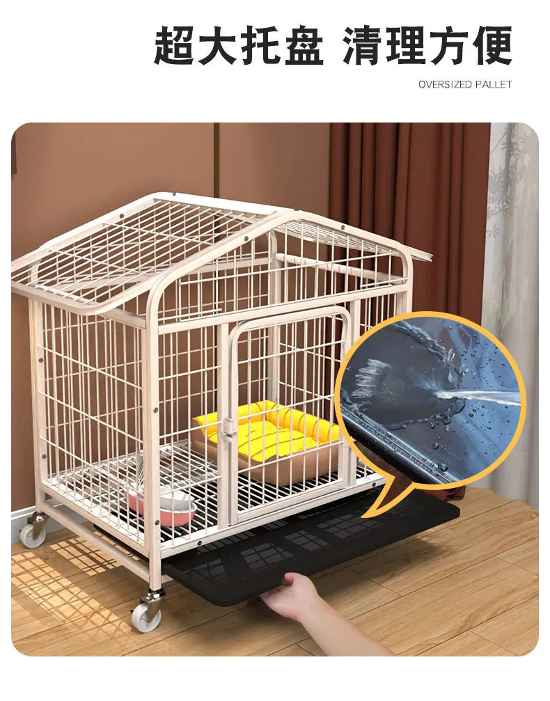 Heavy Duty Dog Cage Large Medium Pet Cage with Toilet Full Square Tube Indoor Dog House