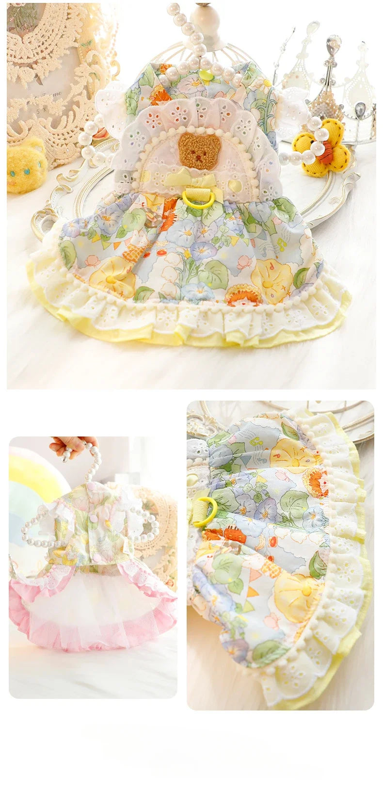 Thin Cat Princess Dress Milk Bear Fructose Lolita Small Dog Teddy Pet Clothes Spring and Summer