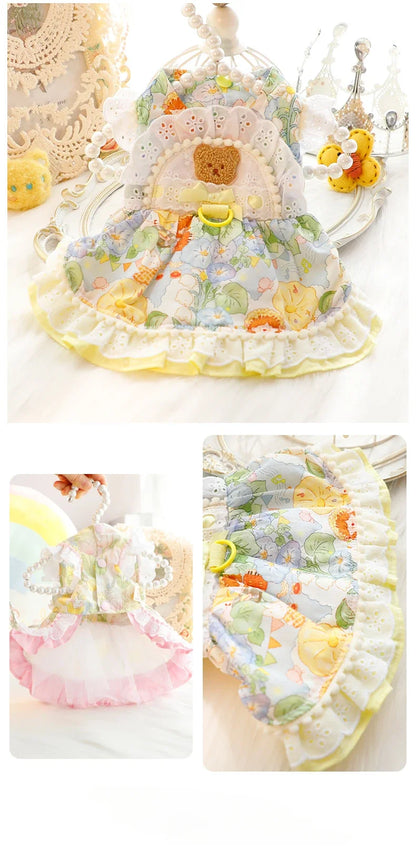 Thin Cat Princess Dress Milk Bear Fructose Lolita Small Dog Teddy Pet Clothes Spring and Summer