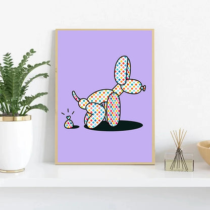 Pink Balloon Dog Posters and Prints Canvas Painting Modern Funny Wall Art Picture for Preppy Bedroom Teens Dorm Room Decor Gift