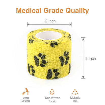 12 Rolls Self Adherent Bandage Elastic Bandage Self Adhesive Bandage Vet Wrap for Dog Cat Horse Pet Animals Ankle Sprains