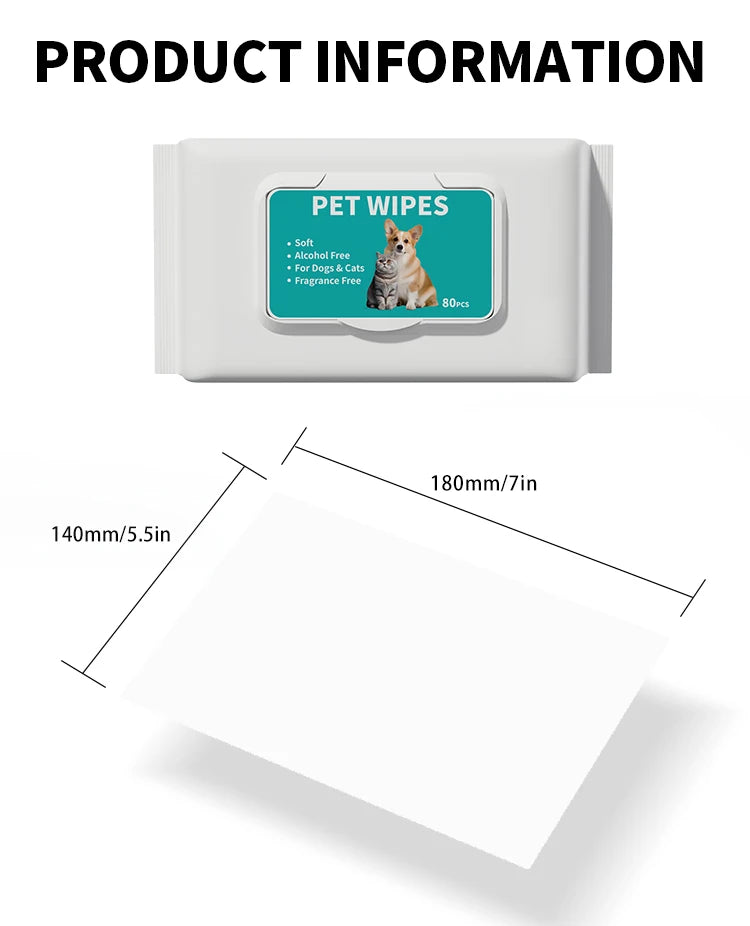 the GRAPE SEED OIL WIPES - 80PCS/Pack Pet Wipes, Disposable Pure Water Formula Pet Care, Dog and Cat Health Cleaning Deodorizing Wipes, Single-Use