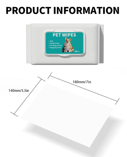 the GRAPE SEED OIL WIPES - 80PCS/Pack Pet Wipes, Disposable Pure Water Formula Pet Care, Dog and Cat Health Cleaning Deodorizing Wipes, Single-Use