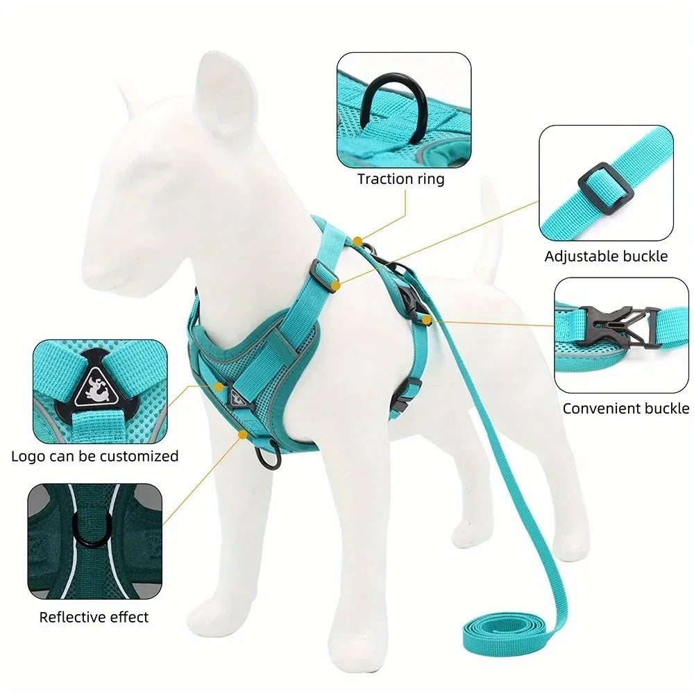 the NOPULL PRO HARNESS SET - No Pull Dog Harness and Leash Set Adjustable Pet Harness Vest for Small Dogs Cats Reflective Dog Chest Strap Lead Walking