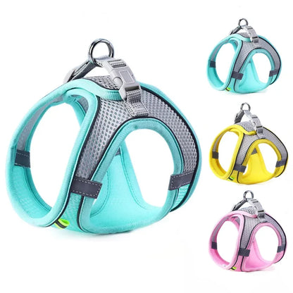 Safe Design Adjustable Cat/Dog Harness Vest for Small Medium Cat/Dogs Pet Harness Chest Rope & Reflective Strips Breathable